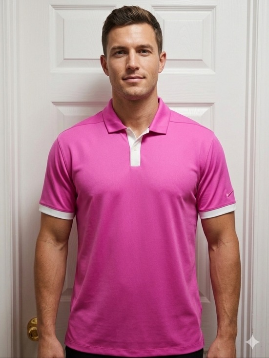 Nike Other - Nike Men’s Bright Pink Polo with White Trim